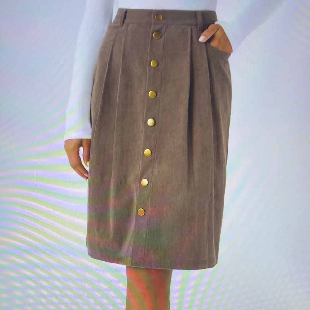 LARGE.  HALARA CORDUROY MULTIPLE POCKETS CASUAL SKIRT
